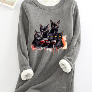 Many Cats Are Looking At You Casual Fluff Fleece Fabric Sweatshirt, Hoodies&Sweatshirts, Lilicloth.com