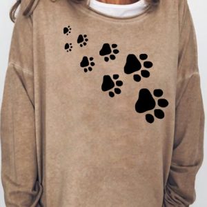 Cute Puppy Paw Print Casual Sweatshirts, Hoodies&Sweatshirts, Lilicloth.com
