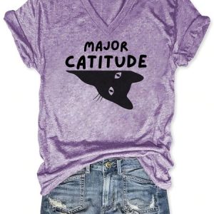 Lilicloth x Kat8lyst Major Catitude Women's Casual T-Shirt, T-shirts, Lilicloth.com