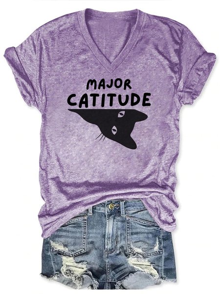 Lilicloth x Kat8lyst Major Catitude Women's Casual T-Shirt, T-shirts, Lilicloth.com
