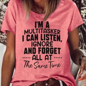 Women's I Am A Multitasker Casual Crew Neck T-Shirt, T-shirts, Lilicloth.com