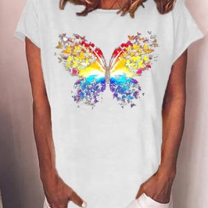 Butterfly Print Women's T-Shirt, T-shirts, Lilicloth.com