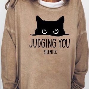 Women's Judging You Print Letters Casual Sweatshirt, Hoodies&Sweatshirts, Lilicloth.com