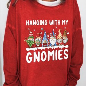 Gnomies printed crew neck long sleeve Sweatshirts, Hoodies&Sweatshirts, Lilicloth.com