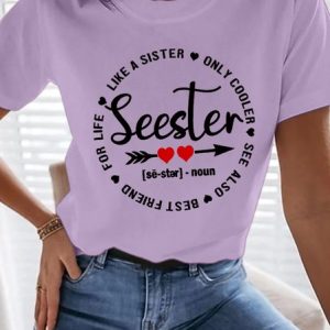 Women's Seester Definition Best Sister Gift Casual T-Shirt, T-shirts, Lilicloth.com