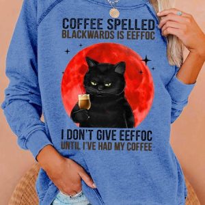 Womens Coffee Letters Crew Neck Casual Sweatshirt, Hoodies&Sweatshirts, Lilicloth.com