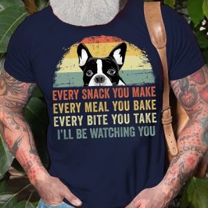 Men's Every Snack You Make I Will Be Watching You Funny Dog Graphic Printing Casual Text Letters Loose Cotton T-Shirt, T-shirts, Lilicloth.com