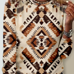 Casual Geometric Long Sleeve Shirt, Long sleeves, Lilicloth.com