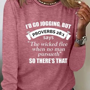 Christian Running Proverbs 28 1 Casual Long Sleeve Shirt, Long sleeves, Lilicloth.com