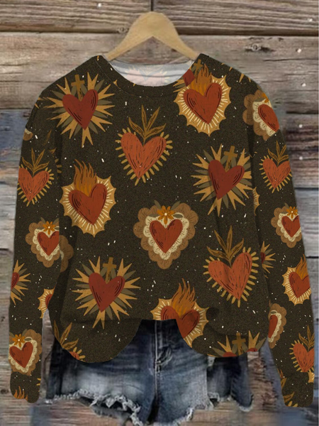 Women's Love Crew Neck Long Sleeve Sweatshirt, Hoodies&Sweatshirts, Lilicloth.com