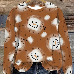 Christmas Snowman Printing Christmas Sweatshirt, Hoodies&Sweatshirts, Lilicloth.com