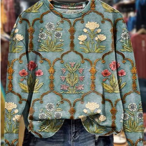 Casual Crew Neck Floral Sweatshirt Printing, Hoodies & Sweatshirts, color:As Picture|size:3XL, catalog Noracora shop