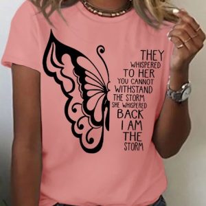 Women's They Whispered To Her Crew Neck Casual Cotton T-Shirt, T-shirts, Lilicloth.com