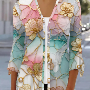 Women's Spring/Fall Cover-up Casual Floral Printing Lightweight Cardigan, JustFashionNow Coats, color:As Picture|size:XXL