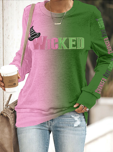Witch movie gradient color blocked round neck sweatshirt, Hoodies&Sweatshirts, Lilicloth.com
