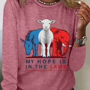 My Hope is in the Lamb Casual Long Sleeve Shirt, Long sleeves, Lilicloth.com