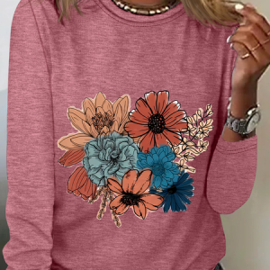 Floral Casual Long Sleeve Shirt, Long sleeves, Lilicloth.com