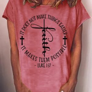 Women's Faith LUKE 1 37 Cross Casual T-Shirt, T-shirts, Lilicloth.com