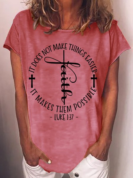 Women's Faith LUKE 1 37 Cross Casual T-Shirt, T-shirts, Lilicloth.com