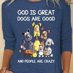 Womens Dog Lover Letters Top, Long sleeves, Lilicloth.com