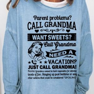 Women's Funny Word Just Call Grandma Text Letters Simple Crew Neck Sweatshirt, Hoodies&Sweatshirts, Lilicloth.com