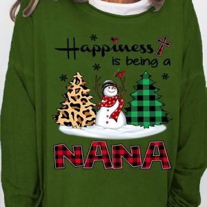 Womens Happiness Is Be In A Nana Grandma Christmas Casual Sweatshirt, Hoodies&Sweatshirts, Lilicloth.com