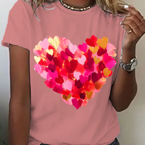 Valentine Day Heart Cotton T-Shirt, T-shirts, Lilicloth.com