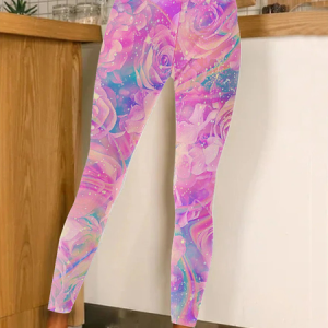 Women Wonderful Plant Regular Fit Floral Leggings, Leggings, Lilicloth.com
