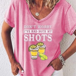 Don't Worry I've Had Both My Shots Print Women's T-Shirt, T-shirts, Lilicloth.com