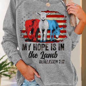 My Hope Is In The Lamb Funny Scripture Elephant Donkey Casual Sweatshirt, Hoodies&Sweatshirts, Lilicloth.com