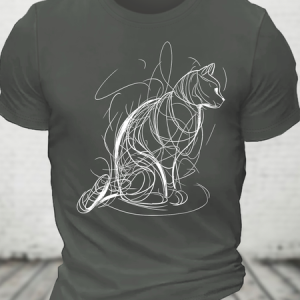 Cat Lines Cotton T-Shirt, T-shirts, Lilicloth.com