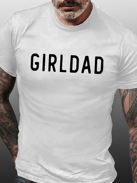 Men's Girl Dad Text Letters Loose Cotton T-Shirt, T-shirts, Lilicloth.com