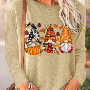 Womens Funny Halloween Letters Crew Neck Top, Long sleeves, Lilicloth.com
