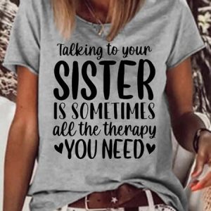 Women's Sister Letters Casual T-Shirt, T-shirts, Lilicloth.com