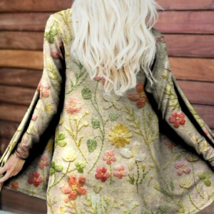 Women's Floral Embroidery Pattern Art Print 3d Print Cardigan, Cardigans, Lilicloth.com