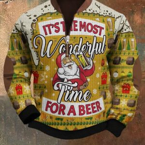 Christmas Most Wonderful Time For Beer Ugly Christmas Sweater, Hoodies&Sweatshirts, Lilicloth.com