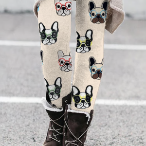 Women's Funny Dogs With Glasses Print Leggings, Leggings, Lilicloth.com