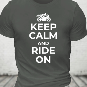 Keep Calm And Ride On Cotton T-Shirt, T-shirts, Lilicloth.com