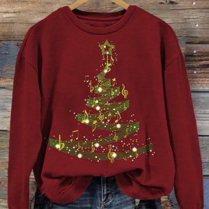 Music Notes Christmas Tree Vintage Comfy Sweatshirt, Hoodies&Sweatshirts, Lilicloth.com