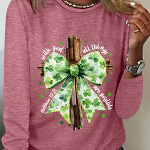 St. Patrick's Day God Christian Casual Long Sleeve Shirt, Long sleeves, Lilicloth.com