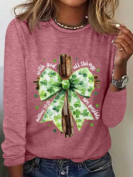 St. Patrick's Day God Christian Casual Long Sleeve Shirt, Long sleeves, Lilicloth.com