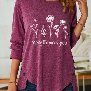 Women Helping Little Minds Grow  Simple Long Sleeve Top, Long sleeves, Lilicloth.com