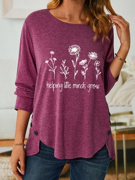 Women Helping Little Minds Grow Simple Long Sleeve Top, Long sleeves, Lilicloth.com