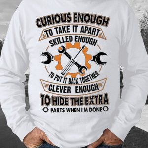 Men's Curious Enough To Take It Apart Skilled Enough To Put It Back Together Funny Graphic Print Loose Crew Neck Casual Sweatshirt, Hoodies&Sweatshirts, Lilicloth.com