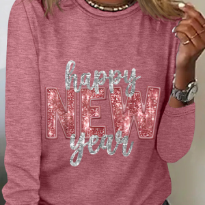 Happy New Year Casual Long Sleeve Shirt, Long sleeves, Lilicloth.com