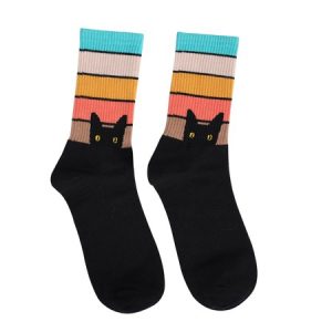 Cat and dog rainbow tube cotton socks, JustFashionNow Socks, color:Lake Blue|size:One-size,