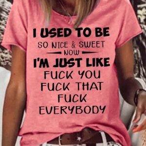 Women's Funny Letter Casual Crew Neck T-Shirt, T-shirts, Lilicloth.com