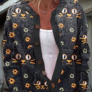 Simple Maple Leaf Sweater, Cardigans, Lilicloth.com