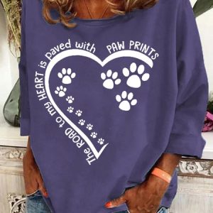 Dog Lovers The Road To My Heart Is Paved With Paw Prints Casual Sweatshirt, Hoodies&Sweatshirts, Lilicloth.com