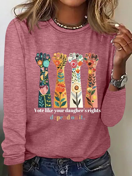Vote Like Your Daughter’s Rights Depend On It Casual Long Sleeve Shirt, Long sleeves, Lilicloth.com